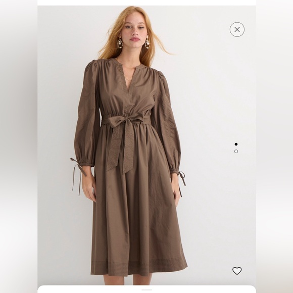 NWOT J. Crew Tie Waist V Neck Midi Dress - Picture 2 of 11